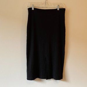 REFORMATION BLACK FORM FITTING STRETCH MIDI SKIRT